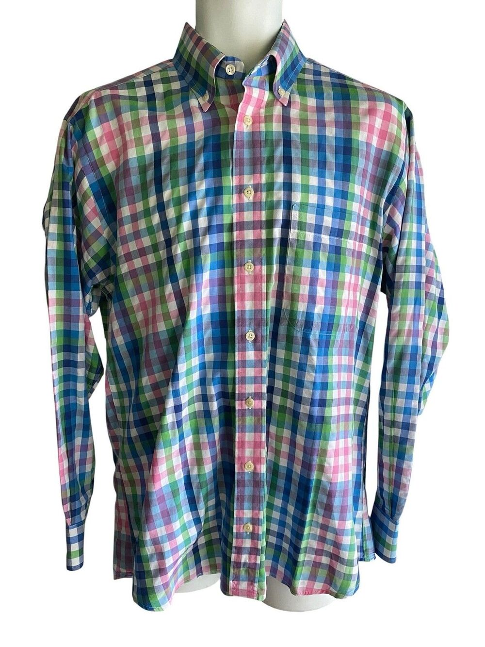 Gitman Bros. Shirt Mens Medium Multicolor Check Button Down Long Sleeve USA